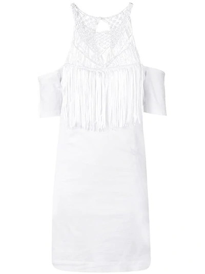 Diesel Black Gold Jersey Dress With Lace Neckline - 白色 In White