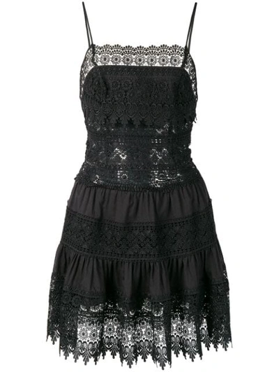 Charo Ruiz Joya Black Dress In Perforated Cotton