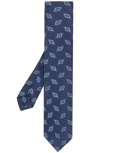 Kiton Cashmere Patterned Silk Twill Tie In Blue