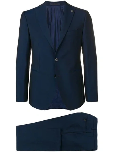 Tagliatore Fitted Two Piece Suit In Blue