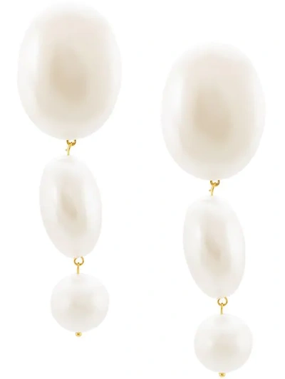 Lele Sadoughi Oval Drop Earrings In White