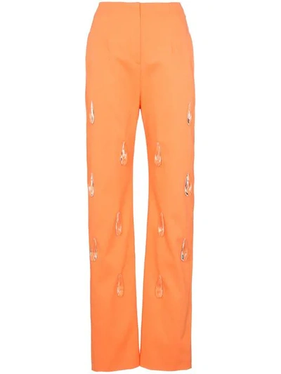 Aleksandre Akhalkatsishvili Crystal Drop High-waisted Cotton Trousers In Orange