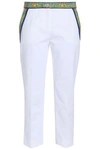 DOLCE & GABBANA WOMAN CROPPED COTTON-BLEND JACQUARD TAPERED trousers WHITE,AU 9057334113682114