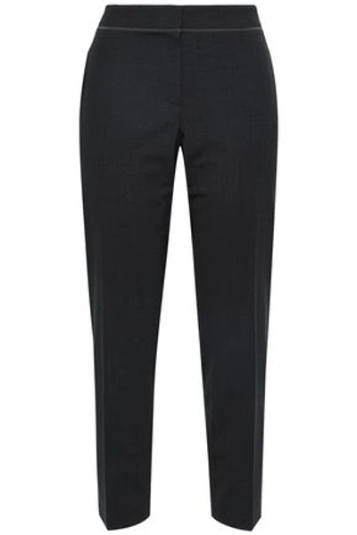 Brunello Cucinelli Woman Cropped Wool-blend Tapered Trousers Black