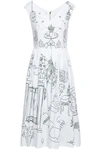 DOLCE & GABBANA DOLCE & GABBANA WOMAN PLEATED PRINTED COTTON-POPLIN MIDI DRESS WHITE,3074457345619672107