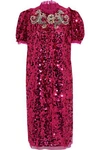 DOLCE & GABBANA DOLCE & GABBANA WOMAN EMBELLISHED TULLE DRESS FUCHSIA,3074457345619952297