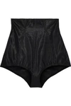 DOLCE & GABBANA DOLCE & GABBANA WOMAN SATIN AND STRETCH-JERSEY HIGH-RISE BRIEFS BLACK,3074457345619674316