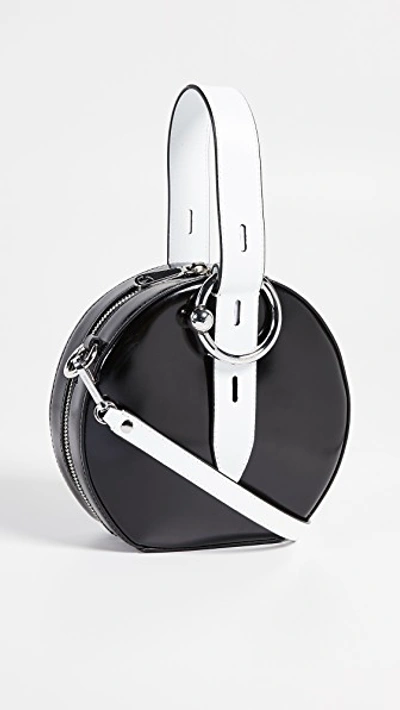 Rebecca Minkoff Kate Colorblock Leather Circle Bag - Black In Black/white/silver