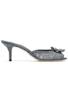 DOLCE & GABBANA DOLCE & GABBANA WOMAN KEIRA CRYSTAL-EMBELLISHED CORDED LACE MULES GRAY,3074457345620054813