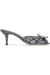 DOLCE & GABBANA DOLCE & GABBANA WOMAN KEIRA CRYSTAL-EMBELLISHED METALLIC CORDED LACE MULES SILVER,3074457345620054231