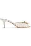 DOLCE & GABBANA KEIRA CRYSTAL-EMBELLISHED CORDED LACE MULES,3074457345620080681