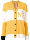N°21 Striped Logo Cardigan In Yellow