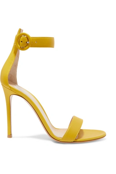 Gianvito Rossi 105mm Portofino Leather Sandals In Yellow