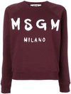 Msgm Sweatshirt Mit Logo-print In Red