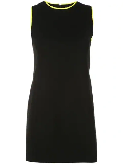 Alice And Olivia Colin Colorblock Crew Neck Sleeveless Dress In Black Neon Yellow