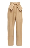 ZIMMERMANN ESPIONAGE HIGH-WAISTED CROPPED LEATHER STRAIGHT-LEG PANTS,734011