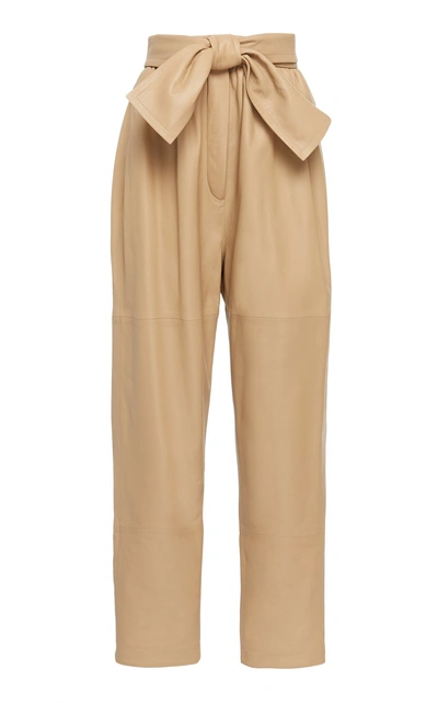 Zimmermann Espionage High-waisted Cropped Leather Straight-leg Trousers In Neutral