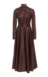 Zimmermann Resistance Pleated Leather Dress In Burgundy | ModeSens