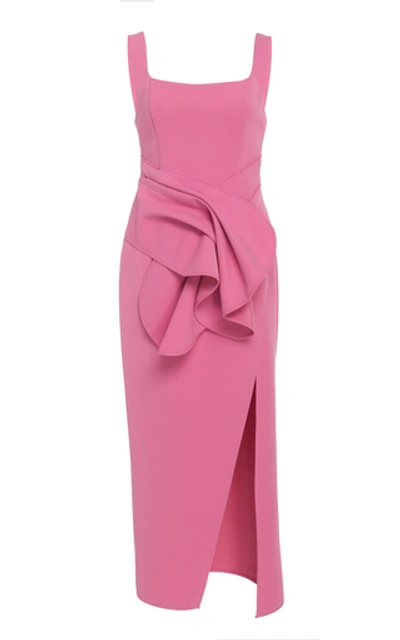 Acler Habana Wrap-effect Ruffled-waist Midi Dress In Pink