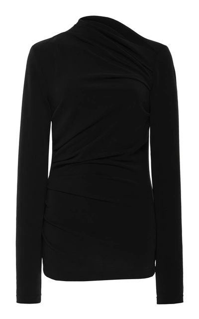 Acler Bailey Ruched Long-sleeve Top In Black