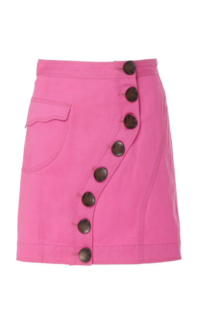 Acler Tana Denim Skirt In Pop Pink
