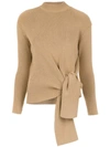 NK NK KNITTED LACE UP SWEATER - NEUTRALS