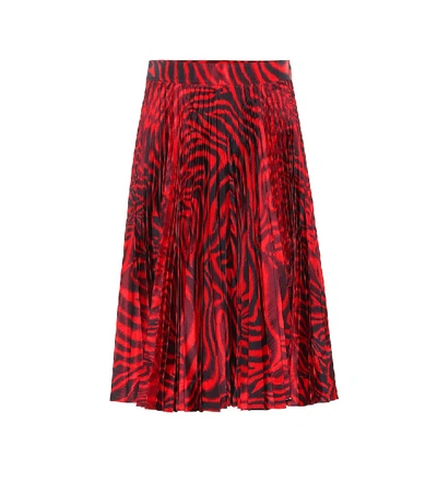 Calvin Klein 205w39nyc Shark Attacked Pleated Taffeta Skirt In Red