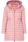Moncler Barbel Tie Waist Hooded Lightweight Down Coat In Pink