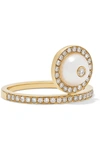 ANISSA KERMICHE SOLITAIRE 18-KARAT GOLD, DIAMOND AND PEARL RING