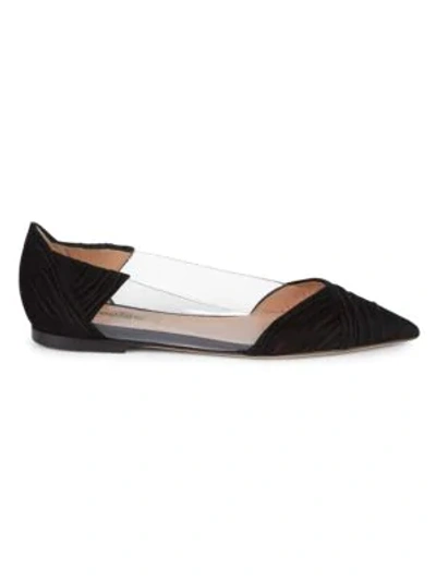 Valentino Garavani Suede & Pvc Flats In Black