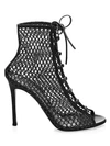 GIANVITO ROSSI WOMEN'S HELENA LACE-UP MESH LEATHER BOOTIES,0400010234114