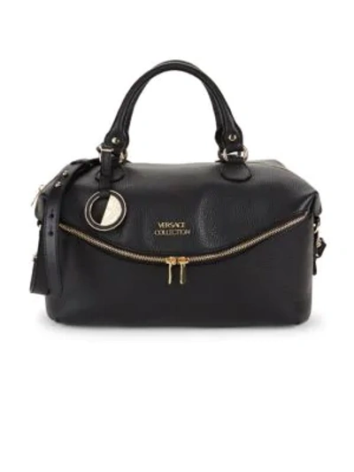 Versace Classic Leather Top Handle Bag In Black