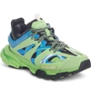 Balenciaga Mixed-media Leather Track Sneakers In Blue/ Green