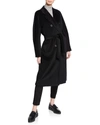 Max Mara Madame Double Breast Wool Blend Coat In Black