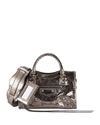 BALENCIAGA METALLIC EDGE MINI CITY AJ SNAKE-EMBOSSED BAG,PROD219040072