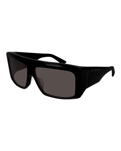 Balenciaga Chunky Acetate Rectangle Sunglasses In Black