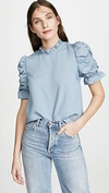 MOON RIVER RUCHED SLEEVE TOP