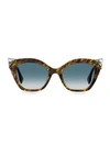 Fendi Women's 52mm Cat Eye Crystal Embellished Sunglasses In Dark Havana/blue