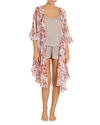 Midnight Bakery Coral Floral Duster Cardigan In Peach/taupe