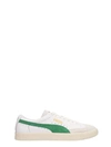 PUMA WHITE AND GREEN LEATHER SNEAKERS,10839817