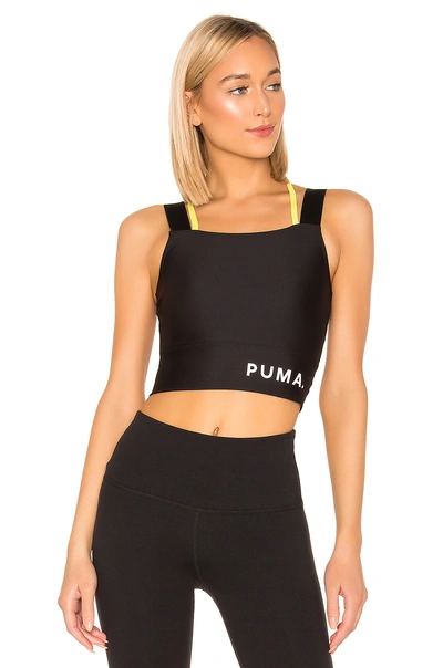 Puma Logo Banded Crop Top In Black