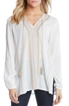 Karen Kane Cotton Embroidered Tunic In Off White