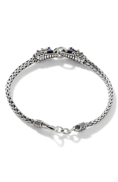 John Hardy Women's Naga Dragon Silver & Blue Sapphire Double Dragon Head Slim Chain Bracelet In Metallic