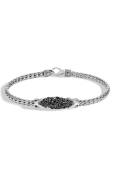 John Hardy Sterling Silver Classic Chain Slim Chain Bracelet With Black Sapphire & Black Spinel In Silver/ Black Sapphire