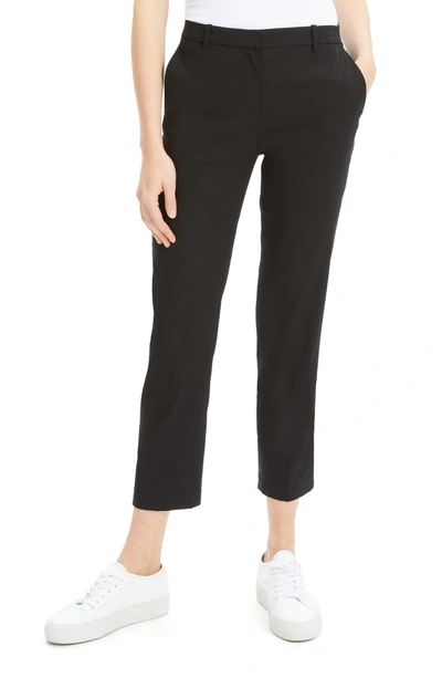 Theory Tailor Eco Crunch Cropped Trousers In Black