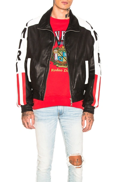 Amiri Flag Leather Bomber In Black