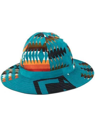Sacai Printed Sun Hat In Blue
