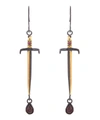 ACANTHUS OXIDISED SILVER RUBY DAGGER DROP EARRINGS