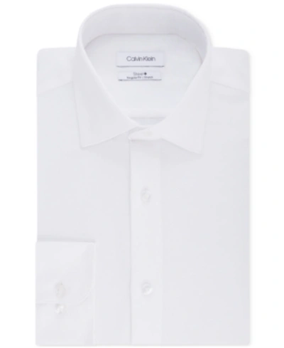 Calvin Klein Men's Steel Classic/regular Fit Non-iron Performance Stretch Fineline Dress Shirt In White