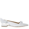 FRANCESCO RUSSO WHITE LEATHER KNOT BALLERINA SHOES,10840163